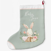 Sage Green Baby Liebe Script Elegant Baby Großer Weihnachtsstrumpf (Rückseite)