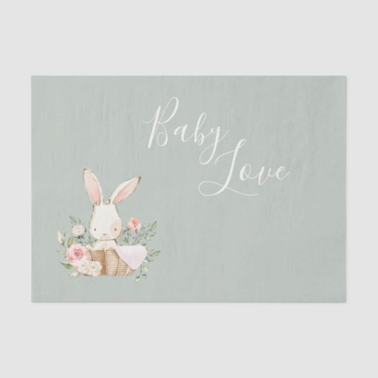 Sage Green Baby Liebe Script Elegante Babydusche Seidenpapier (Vorderseite)