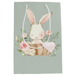 Sage Green Baby Rabbit Elegante Baby Dusche Mittlere Geschenktüte