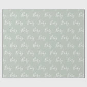 Sage Green Baby Script Elegant Baby Geschenkpapier (Flach)