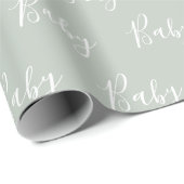 Sage Green Baby Script Elegant Baby Geschenkpapier (Rolleneckpunkt)