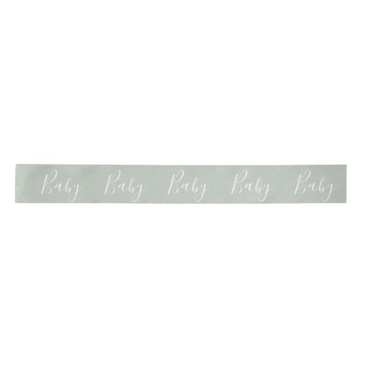 Sage Green Baby Script Elegant Baby Shower Satin R Satinband (Vorderseite)