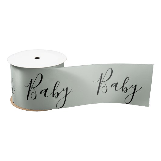 Sage Green Baby Script Elegant Baby Shower Satin Satinband (Spule)