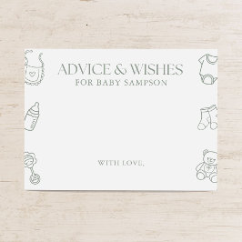 Sage Green Baby Shower Advice and Wishes Begleitkarte