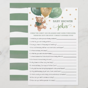 Sage Green Baby Shower Baby Witze Spiel Teddybär