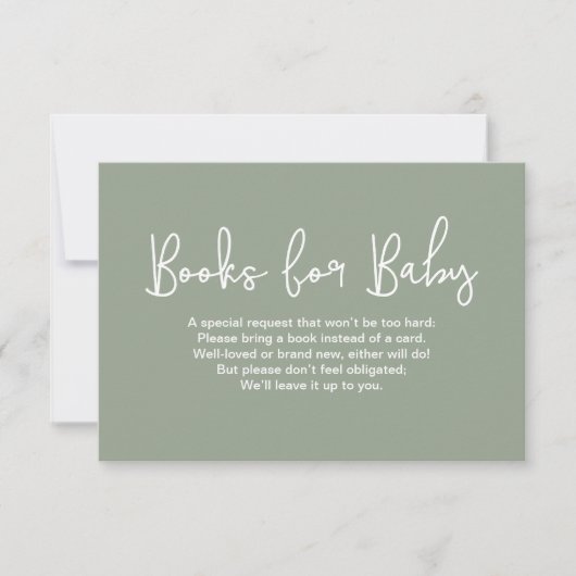 Sage Green Baby shower Book Request Digital print Einladung (Vorderseite)