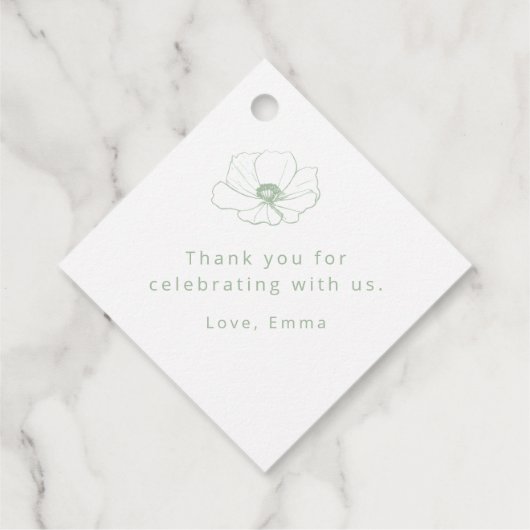 Sage Green Baby Shower | Elegant Wildflower Geschenkanhänger (Rückseite)