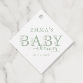 Sage Green Baby Shower | Elegant Wildflower Geschenkanhänger