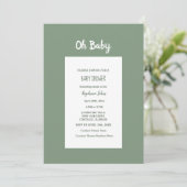Sage Green Baby Shower Elegante Simple Boy Girl Einladung (Stehend Vorderseite)