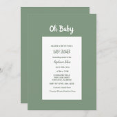 Sage Green Baby Shower Elegante Simple Boy Girl Einladung (Vorne/Hinten)
