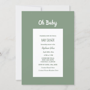 Sage Green Baby Shower Elegante Simple Boy Girl Einladung