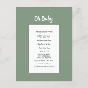 Sage Green Baby Shower Elegante Simple Boy Girl Einladungspostkarte
