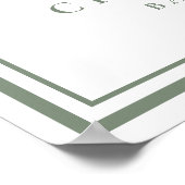 Sage Green Baby Shower Welcome Poster Vintage Pram (Ecke)