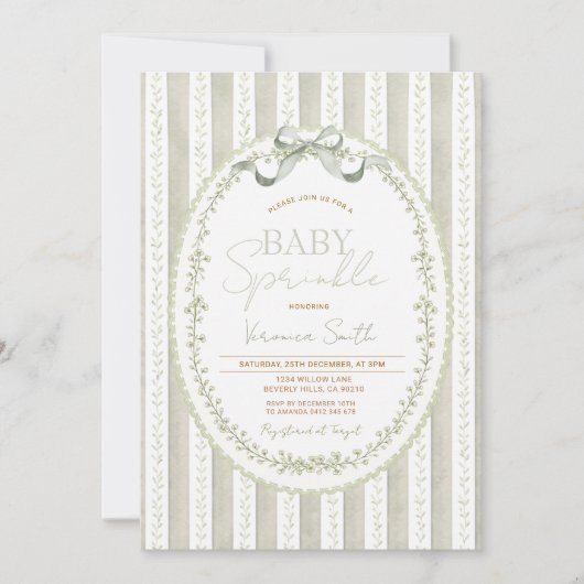 Sage Green Baby Sprinkle Invitation – Neutral Einladung (Vorderseite)