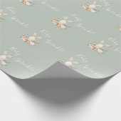 Sage Green Baby Sprinkle Script Baby Dusche Geschenkpapier (Ecke)