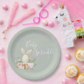 Sage Green Baby Sprinkle Script Baby Dusche Pappteller (Party)