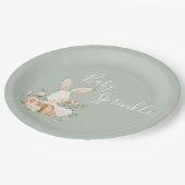 Sage Green Baby Sprinkle Script Baby Dusche Pappteller (Schrägansicht)