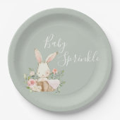 Sage Green Baby Sprinkle Script Baby Dusche Pappteller (Vorderseite)