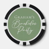 Sage Green Bachelor Party Personalisiert Pokerchips (Vorderseite)