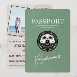 Sage Green Bahamas Passport Save the Date