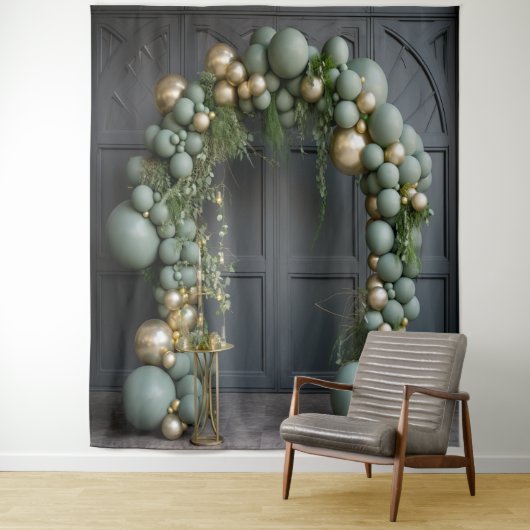 Sage Green Balloon Arch Hanging Wandteppich (Beispiel)