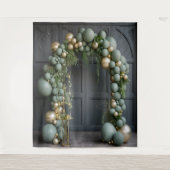 Sage Green Balloon Arch Hanging Wandteppich (Vorderseite)