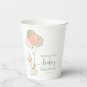 Sage Green Balloon Kaninchen Babydusche Pappbecher (Rückseite)