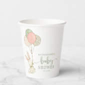 Sage Green Balloon Kaninchen Babydusche Pappbecher (Vorderseite)