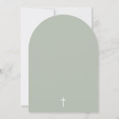 Sage Green Baptism Arch Minimalist Christening Einladung (Rückseite)