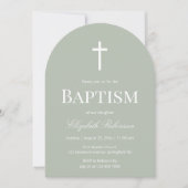 Sage Green Baptism Arch Minimalist Christening Einladung (Vorderseite)