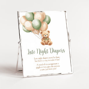 Sage Green Bar Ballon Spate Night Diapers Poster