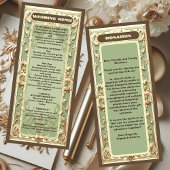 Sage Green Baroque Grandeur Florals Motif Wedding Menükarte