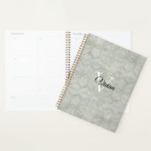 Sage Green Batik Elegant Monogram Name Planer (Anzeige)