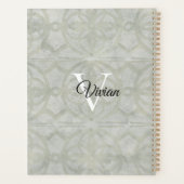 Sage Green Batik Elegant Monogram Name Planer (Rückseite)