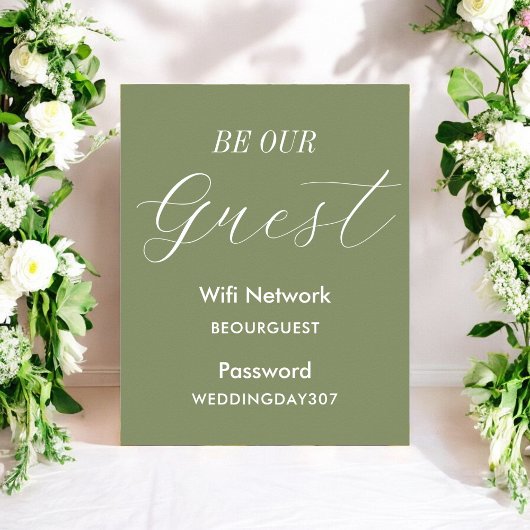 Sage Green Be Our Guest WiFi Wedding Sign Poster