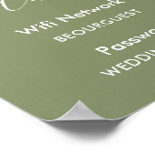 Sage Green Be Our Guest WiFi Wedding Sign Poster (Ecke)