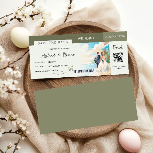Sage green Beach Ship Boarding Hochzeit Save The Date
