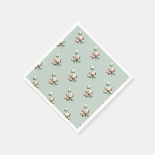 Sage Green Bear Baby Dusche Napkins Serviette (Ecke)