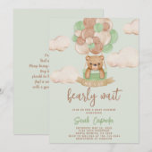 Sage Green Bear Baby Shower Boy Einladung (Vorne/Hinten)