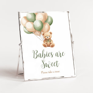 Sage Green Bear Balloon Babies sind süß Poster