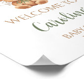 Sage Green Bear Balloon Baby Dusche Willkommen Poster (Ecke)