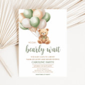 Sage Green Bear Balloon Babydusche Einladung