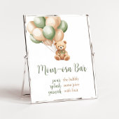 Sage Green Bear Balloon Babydusche Mama Osa Bar Poster