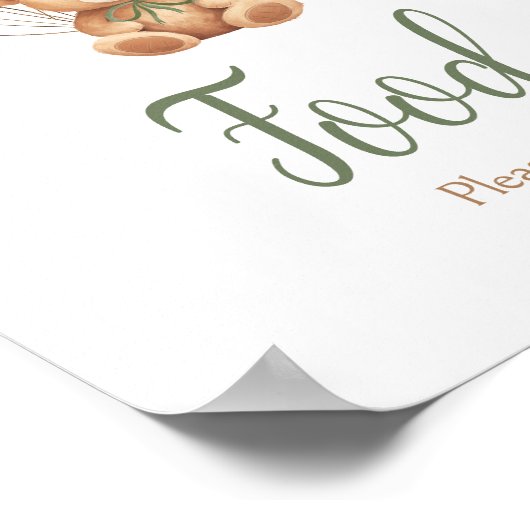 Sage Green Bear Balloon Babydusche Nahrung Poster (Ecke)