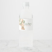 Sage Green Bear Balloon Babydusche Wasserflaschenetikett (Vorderseite)