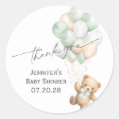 Sage Green Bearly warte Moderne Dusche Danke Runder Aufkleber (Vorderseite)