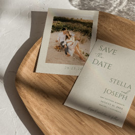 Sage Green Beige Boho Chic Modernes Foto Hochzeit Save The Date