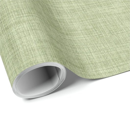 Sage Green Beige Linen Textur Geschenkpapier (Rolleneckpunkt)