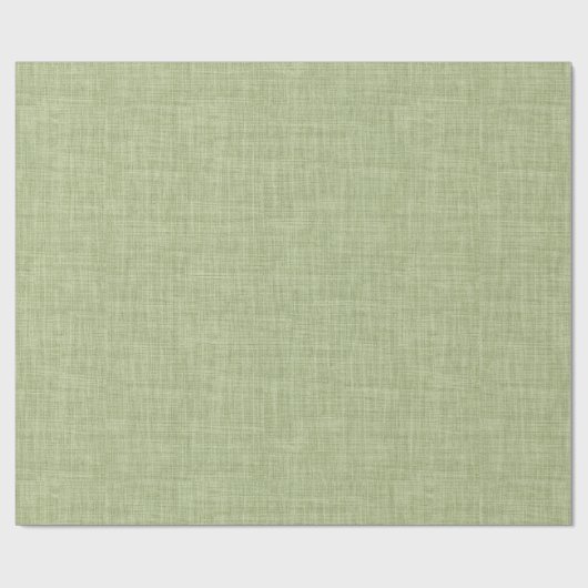 Sage Green Beige Linen Textur Geschenkpapier (Flach)