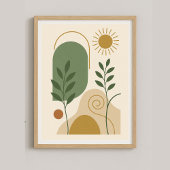 Sage Green & Beige Minimalistisch Botanische Boho Poster